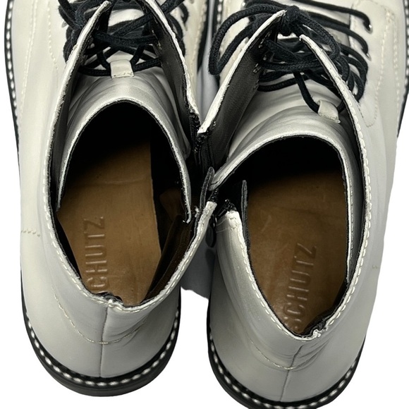 SCHUTZ McKenzie Lace Up Combat Boots Pearl White Women's Size 10B - Picture 6 of 16